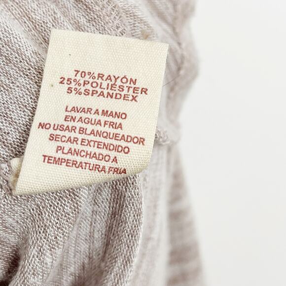 Hem & Thread Spacedye VNeck Twist Front Long Sleeve Brown Taupe Small S Womens - Picture 6 of 7